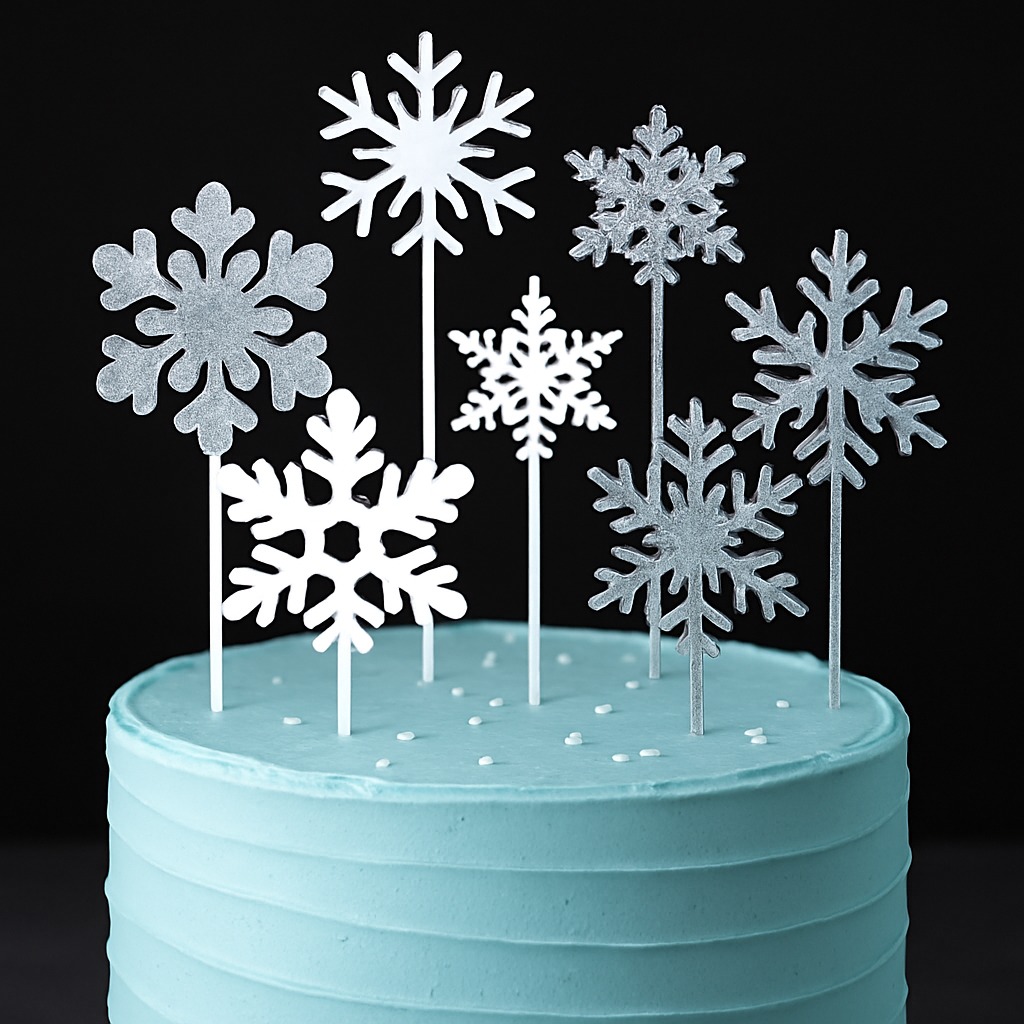 Frozen snow cake topper