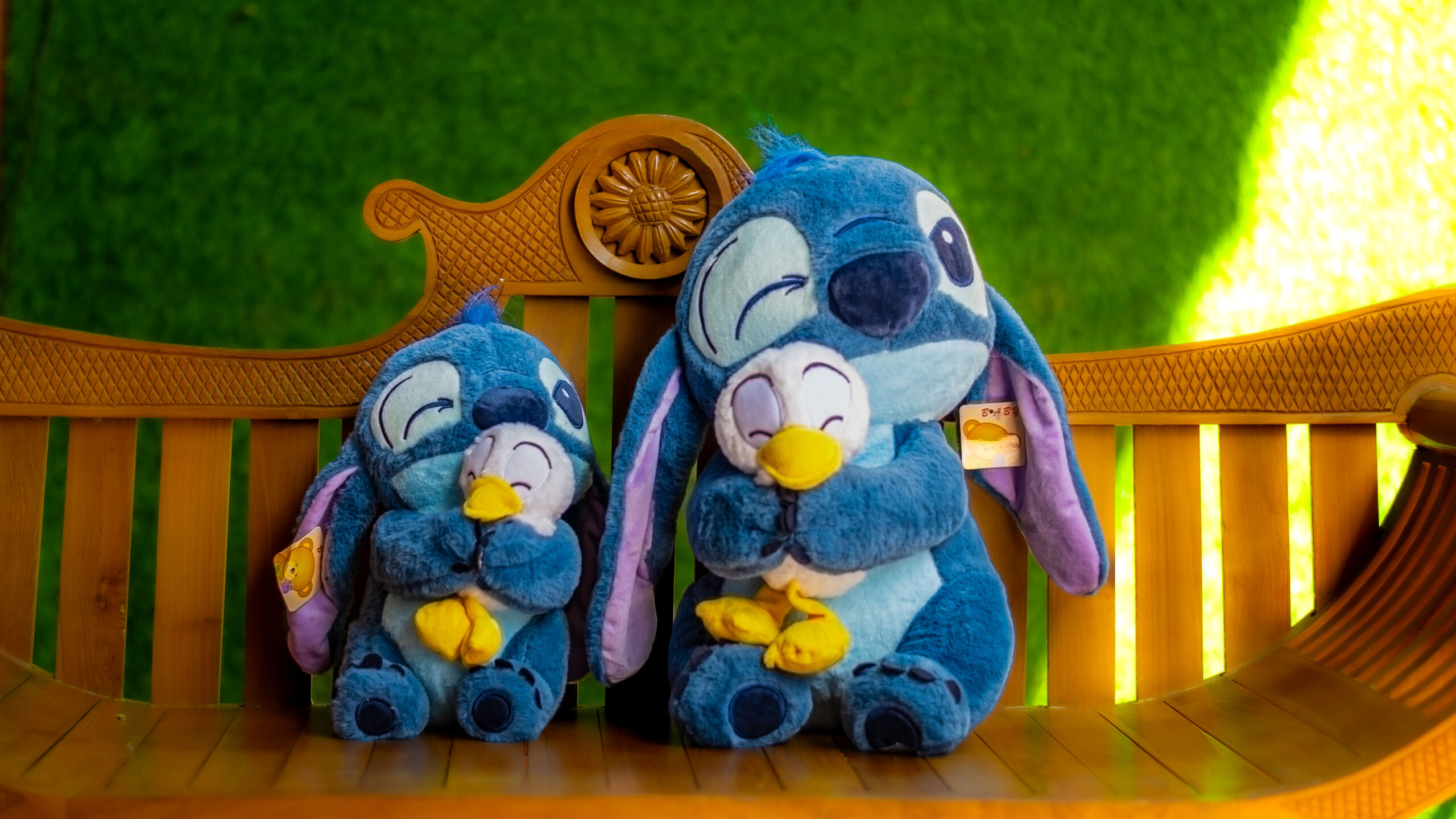Stitch plush hugging duck