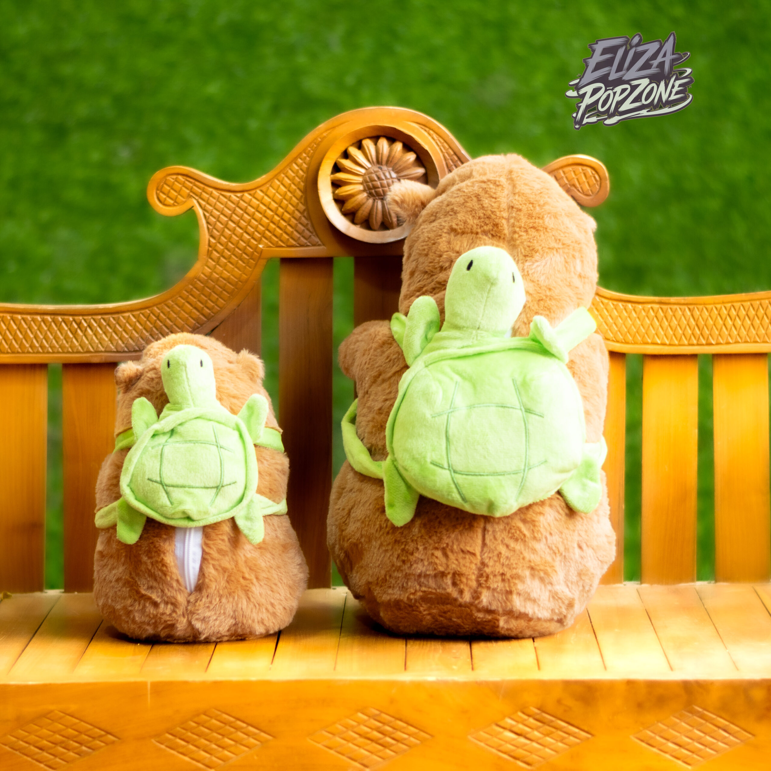 Capybara plush with turtle back-bag
