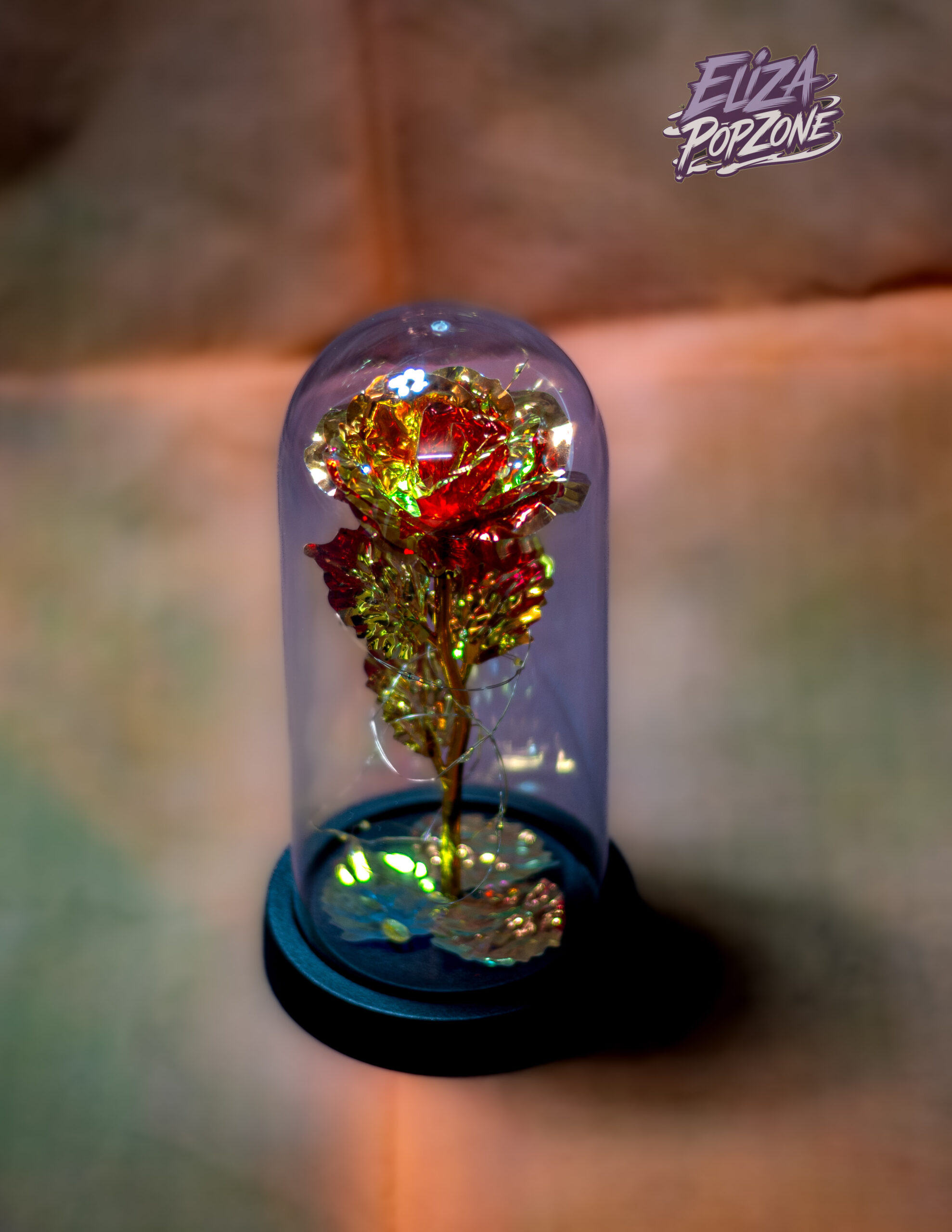 red glass dome rose