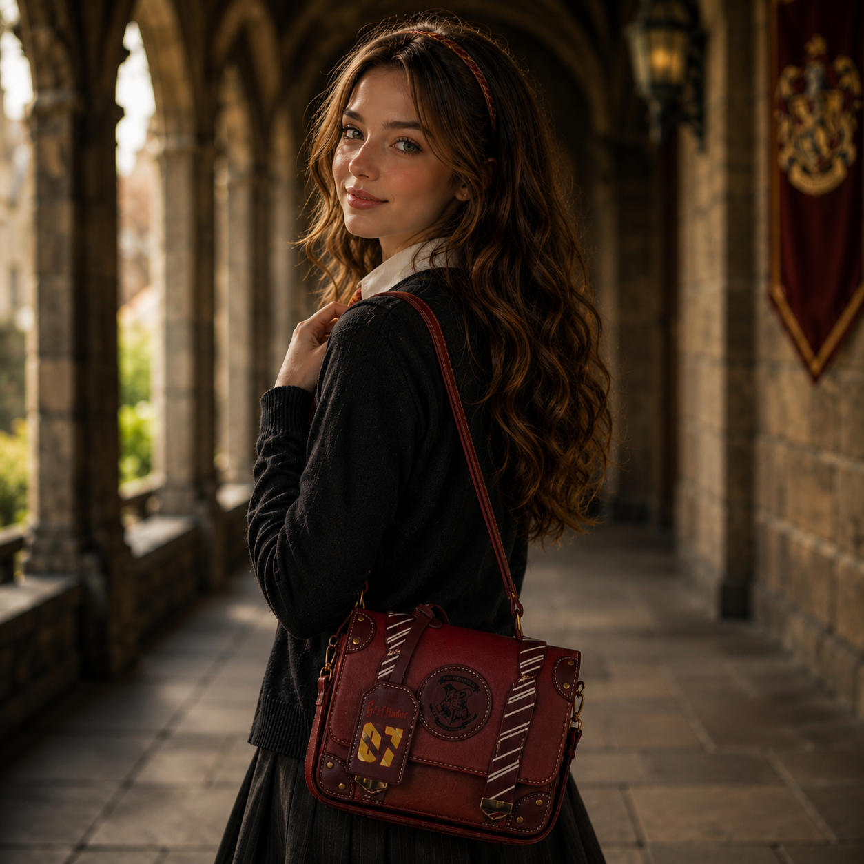 Girl with griffindor bag